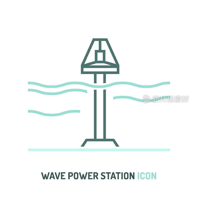 Wave power station icon. Editable vector illustration